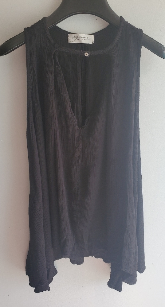 3 for $10,Impressions Boho Black Sleeveless Top